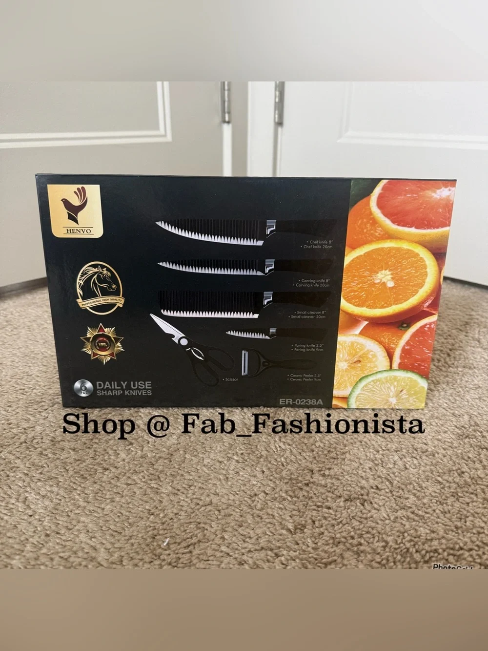 Black Serrated Knife Set with Peeler and Scissors